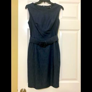Sleeveless Denim Dress with Wide Belt